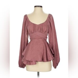 Mauve Altar'd State Long Sleeve Romper XS